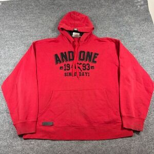 Vintage AND1 Hoodie Men's 2XL Red Sweatshirt Since Day 1 Basketball Graphic